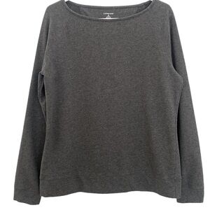 Lands’ End Gray Cotton Crew Neck Long-sleeved Sweater Sweatshirt